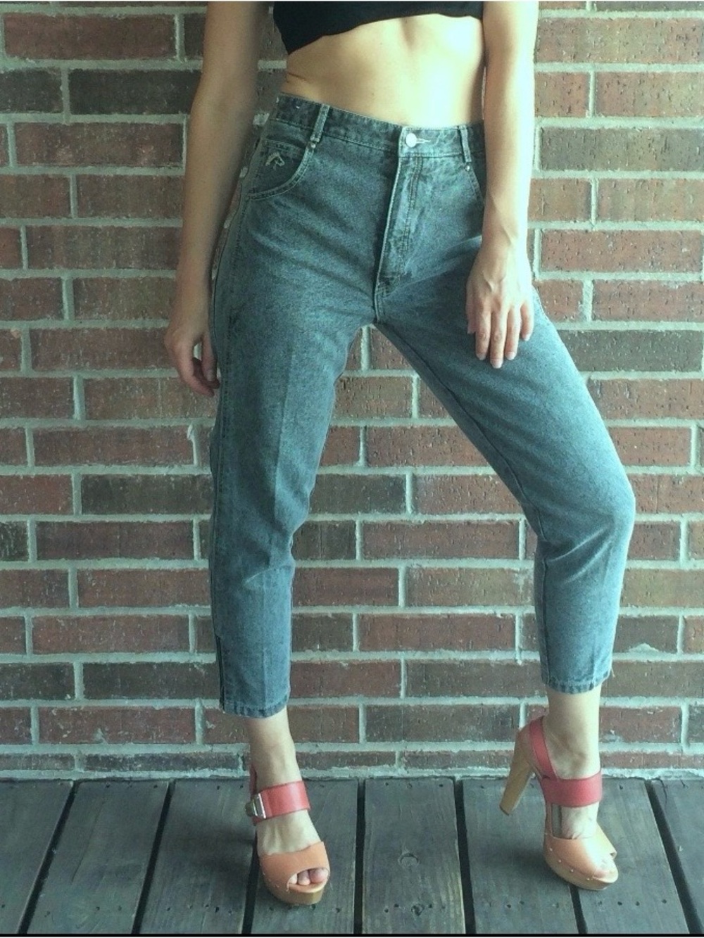 Vintage Jordache High-Rise Washed Gray Mom Jeans